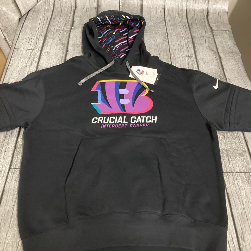 NWT Women’s Nike Cincinnati Bengals Crucial Catch Hoodie Small Black Oversized